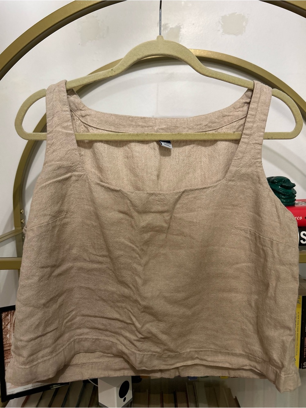 Sleeveless Linen-Blend Crop Top